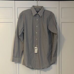 Classic Men's Long-Sleeve Check Dress Shirt - Black/White